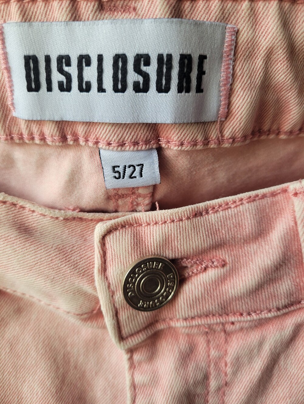 Light Pink Disclosure Denim Women's Cargo Jeans Size 27 Pockets Wide Leg Cut - Picture 4 of 9